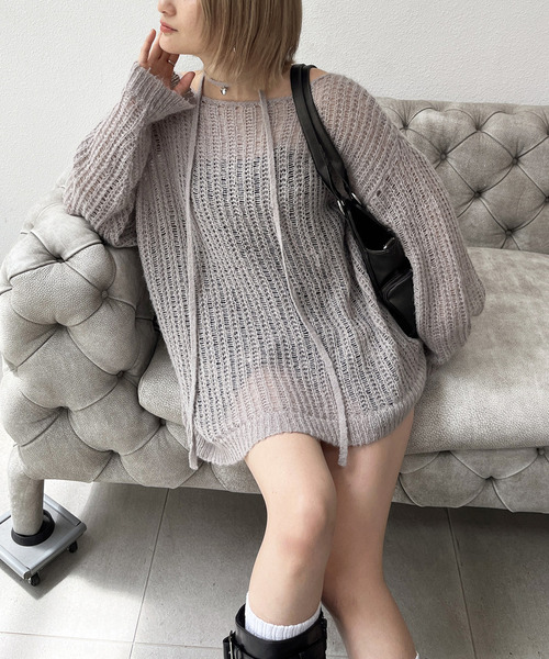 SPIRALGIRL(スパイラルガール)の「ハートチャーム付きオーバーニット(ニット/セーター・レディース・ブルー/ブラック/グレー・FREE)」の19枚目の写真