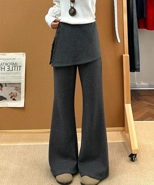 ampm（エーエムピーエム）の「スカートレイヤードワイドパンツ（その他パンツ・レディース・グレー/ブラック・S/M）」の12枚目の写真