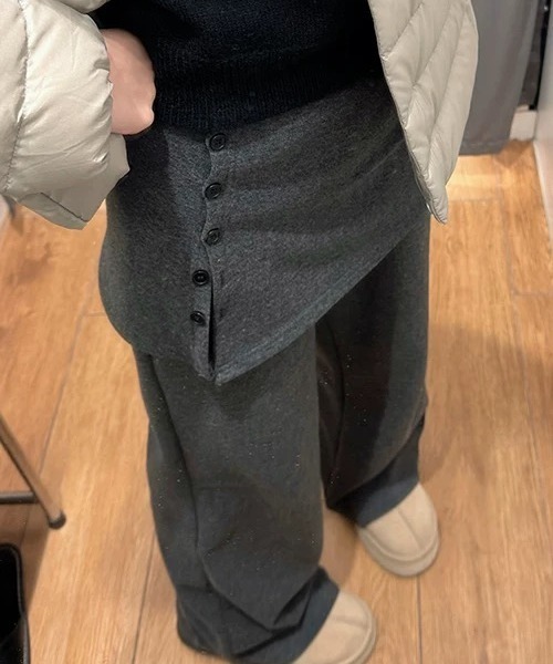 ampm（エーエムピーエム）の「スカートレイヤードワイドパンツ（その他パンツ・レディース・グレー/ブラック・S/M）」の21枚目の写真
