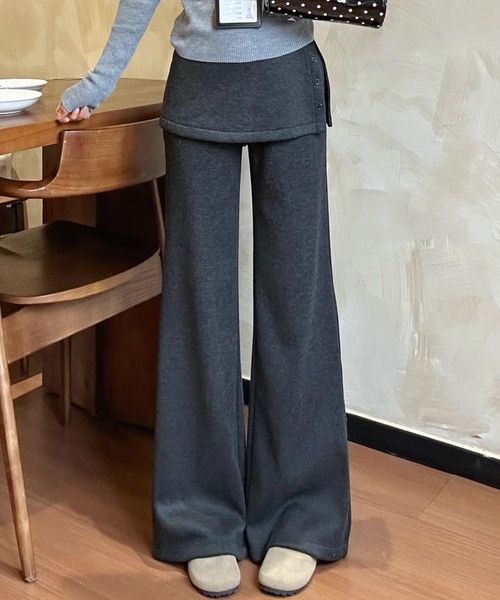 ampm（エーエムピーエム）の「スカートレイヤードワイドパンツ（その他パンツ・レディース・グレー/ブラック・S/M）」の11枚目の写真