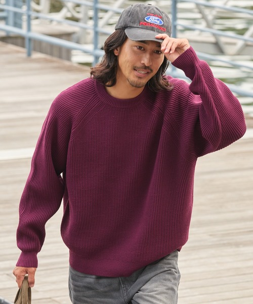 THE CRAFT CREW PRODUCTS（ザクラフトクループロダクツ）の「マルチファンクショナル オーバーサイズ ラグラン クルーネック リブニット / ウォッシャブル・アンチピリング・帯電防止【THE CRAFT CREW PRODUCTS】（ニット/セーター・メンズ・ブラック/プラム/アイボリー/杢グレー/ダークオリーブ/キャメル/ネイビー/チャコール/ブラウン系・S/M/L）」の12枚目の写真