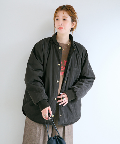 B.C STOCK（ベーセーストック）の「《追加4》ウォッシャブル / キルティングリバーシブルブルゾン（その他アウター・レディース・ブラック/カーキ/アイボリー・FREE）」の4枚目の写真