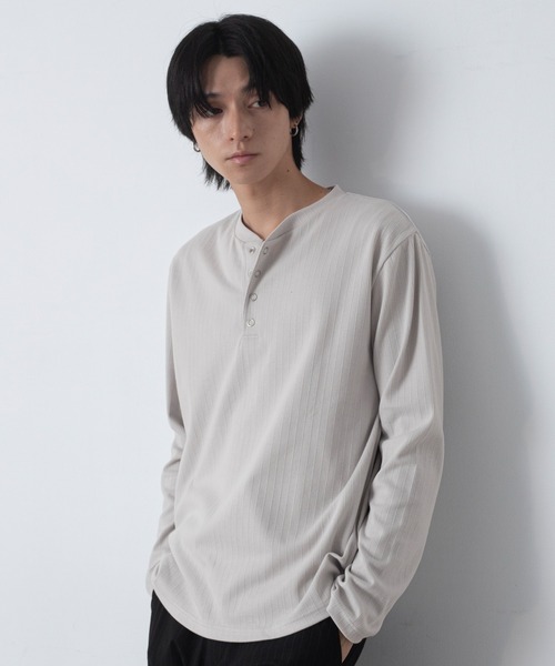 LUCY(ルーシー)の「LUCY/【26年秋冬新作】リングドットヘンリーネックリブT(LS)(Tシャツ/カットソー・メンズ・ブラック/オフホワイト/チャコール・MEDIUM/LARGE)」の2枚目の写真