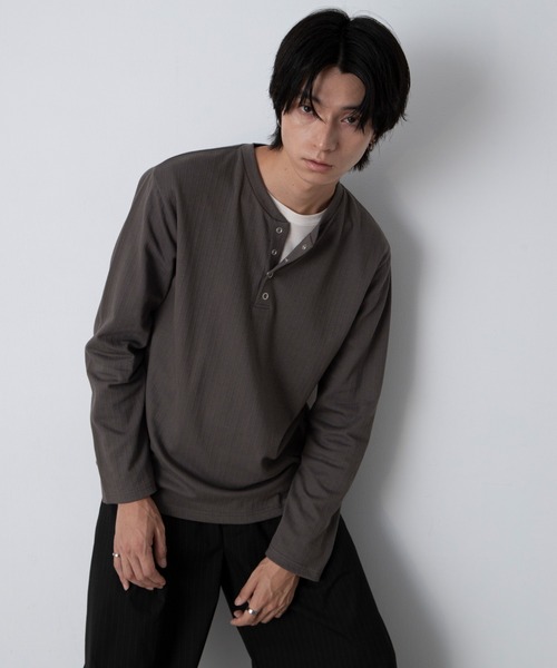 LUCY(ルーシー)の「LUCY/【26年秋冬新作】リングドットヘンリーネックリブT(LS)(Tシャツ/カットソー・メンズ・ブラック/オフホワイト/チャコール・MEDIUM/LARGE)」の1枚目の写真