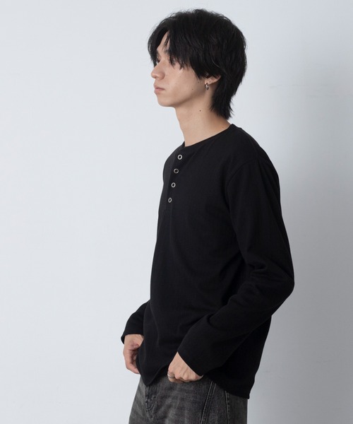 LUCY(ルーシー)の「LUCY/【26年秋冬新作】リングドットヘンリーネックリブT(LS)(Tシャツ/カットソー・メンズ・ブラック/オフホワイト/チャコール・MEDIUM/LARGE)」の6枚目の写真