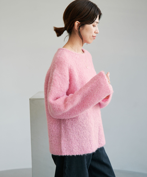 IENA(イエナ)の「アルパカコンブークレープルオーバー(ニット/セーター・レディース・ピンク/チャコールグレー/ライトグレー・FREE)」の4枚目の写真