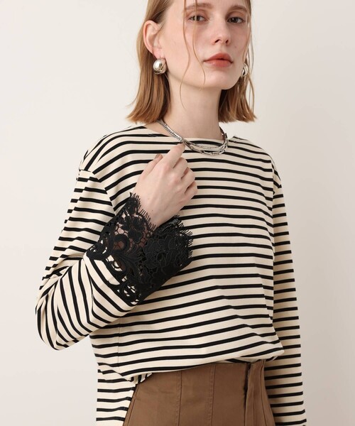 allureville(アルアバイル)の「【Oggi.jp掲載】レースカフバスクプルオーバー(Tシャツ/カットソー・レディース・オフホワイト/ホワイト系その他/ブラック系その他・2)」の3枚目の写真