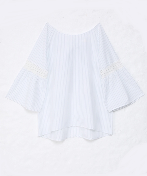 Chico（チコ）の「ストライプバックリボンブラウス（シャツ/ブラウス・レディース・ホワイト/ブルー系その他/ピンクベージュ・FREE）」の5枚目の写真