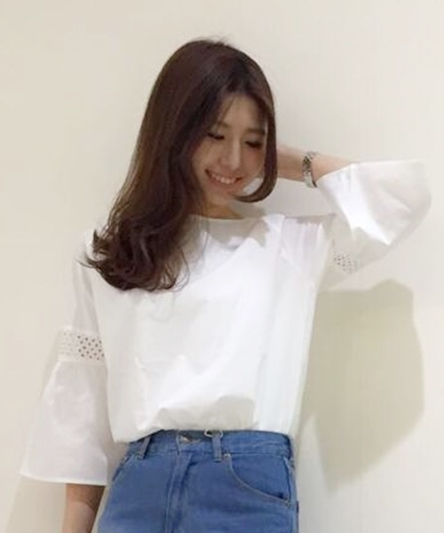 Chico（チコ）の「ストライプバックリボンブラウス（シャツ/ブラウス・レディース・ホワイト/ブルー系その他/ピンクベージュ・FREE）」の6枚目の写真