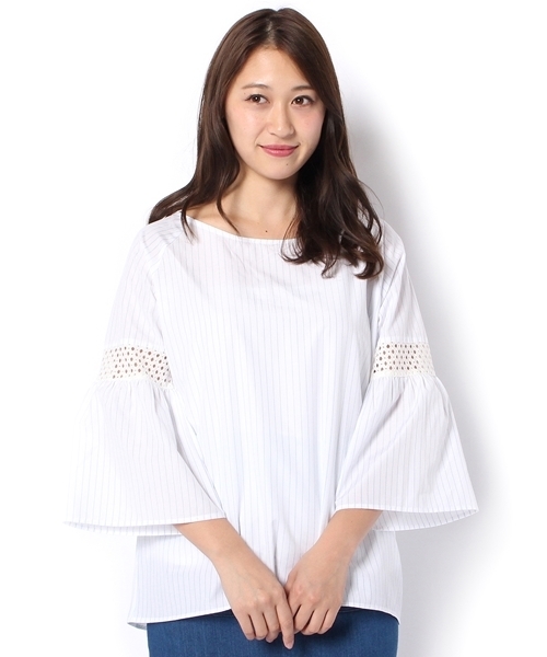 Chico（チコ）の「ストライプバックリボンブラウス（シャツ/ブラウス・レディース・ホワイト/ブルー系その他/ピンクベージュ・FREE）」の10枚目の写真