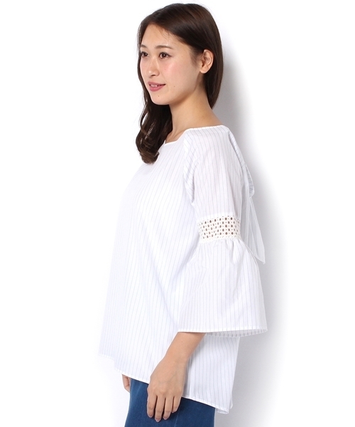 Chico（チコ）の「ストライプバックリボンブラウス（シャツ/ブラウス・レディース・ホワイト/ブルー系その他/ピンクベージュ・FREE）」の11枚目の写真
