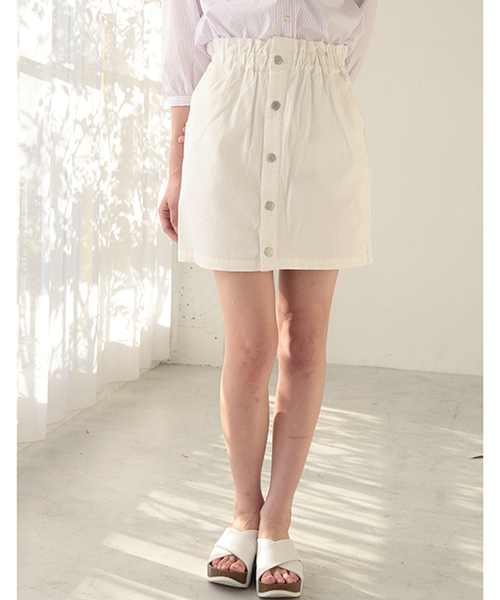 one after another NICE CLAUP（ワンアフターアナザーナイスクラップ）の「【ナイスクラップ】ハイウェストコクーンスカート（スカート・レディース・カモフラージュ/オフホワイト/ベージュ/ブルー/インディゴブルー・FREE）」の2枚目の写真