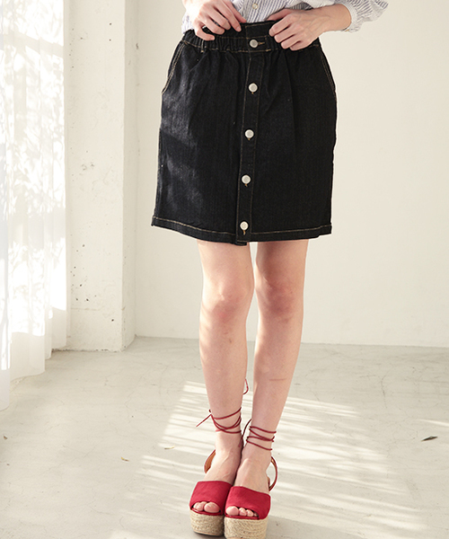 one after another NICE CLAUP（ワンアフターアナザーナイスクラップ）の「【ナイスクラップ】ハイウェストコクーンスカート（スカート・レディース・カモフラージュ/オフホワイト/ベージュ/ブルー/インディゴブルー・FREE）」の4枚目の写真