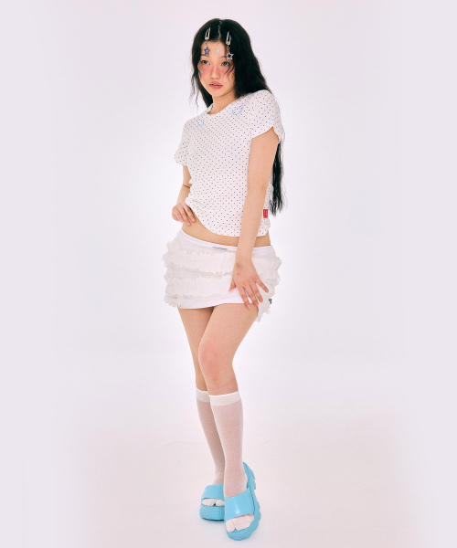 YEGG(イェグ)の「ドットウィングベビーティ(Tシャツ/カットソー・レディース・グレー/ネイビー/ホワイト・FREE)」の5枚目の写真