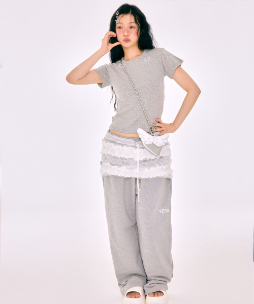 YEGG(イェグ)の「ドットウィングベビーティ(Tシャツ/カットソー・レディース・グレー/ネイビー/ホワイト・FREE)」の7枚目の写真