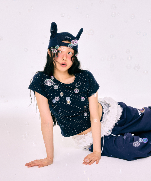 YEGG(イェグ)の「ドットウィングベビーティ(Tシャツ/カットソー・レディース・グレー/ネイビー/ホワイト・FREE)」の9枚目の写真