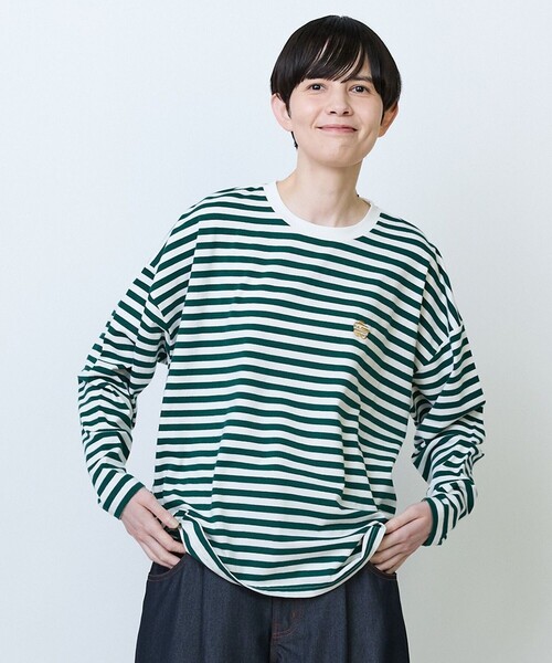 FRAPBOIS（フラボア）の「パークボーダーL/S Tシャツ②（Tシャツ/カットソー・レディース・グリーン/ピンク/ネイビー/ブルー・1/2）」の2枚目の写真