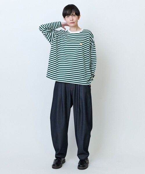 FRAPBOIS（フラボア）の「パークボーダーL/S Tシャツ②（Tシャツ/カットソー・レディース・グリーン/ピンク/ネイビー/ブルー・1/2）」の7枚目の写真