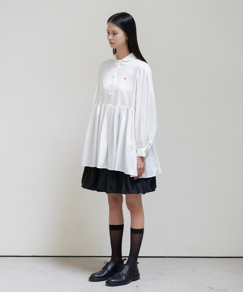 DANTON(ダントン)の「DANTON × eunoia - Round Collar Shirt(シャツ/ブラウス・レディース・オフホワイト/ブラック・F)」の4枚目の写真
