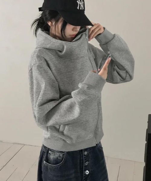 semplice（センプリチェ）の「パーカ【韓国ファッション】（パーカー・レディース・ブラック/グレー・F）」の5枚目の写真