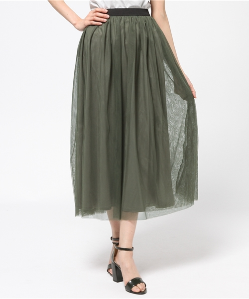 LBC(エルビーシー)の「チュールマキシスカート (スカート・レディース・ピンク/ブラック/オリーブ・LARGE/MEDIUM)」の3枚目の写真