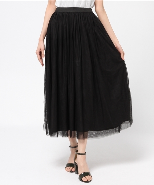 LBC(エルビーシー)の「チュールマキシスカート (スカート・レディース・ピンク/ブラック/オリーブ・LARGE/MEDIUM)」の2枚目の写真