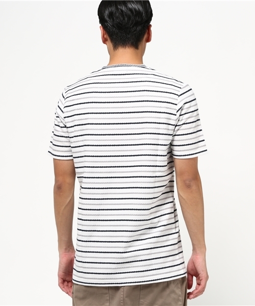 MEN'S BIGI(メンズビギ)の「マルチボーダーTシャツ/JAPAN MADE(日本製) (Tシャツ/カットソー・メンズ・ネイビー/ホワイト・M/L/S)」の4枚目の写真