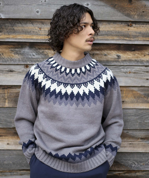 Denime（ドゥニーム）の「球心柄ニット（ニット/セーター・メンズ・グレー/ベージュ・MEDIUM/LARGE）」の2枚目の写真