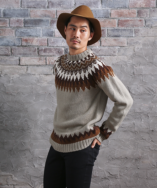 Denime（ドゥニーム）の「球心柄ニット（ニット/セーター・メンズ・グレー/ベージュ・MEDIUM/LARGE）」の13枚目の写真