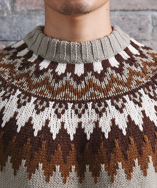 Denime（ドゥニーム）の「球心柄ニット（ニット/セーター・メンズ・グレー/ベージュ・MEDIUM/LARGE）」の15枚目の写真