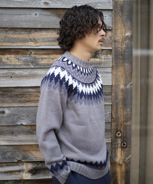 Denime（ドゥニーム）の「球心柄ニット（ニット/セーター・メンズ・グレー/ベージュ・MEDIUM/LARGE）」の19枚目の写真