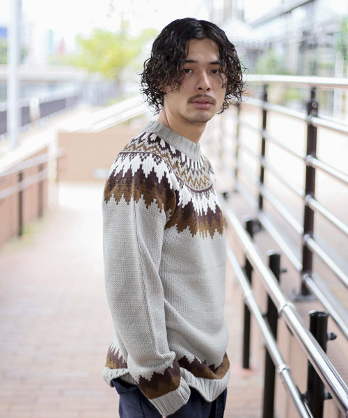 Denime（ドゥニーム）の「球心柄ニット（ニット/セーター・メンズ・グレー/ベージュ・MEDIUM/LARGE）」の3枚目の写真