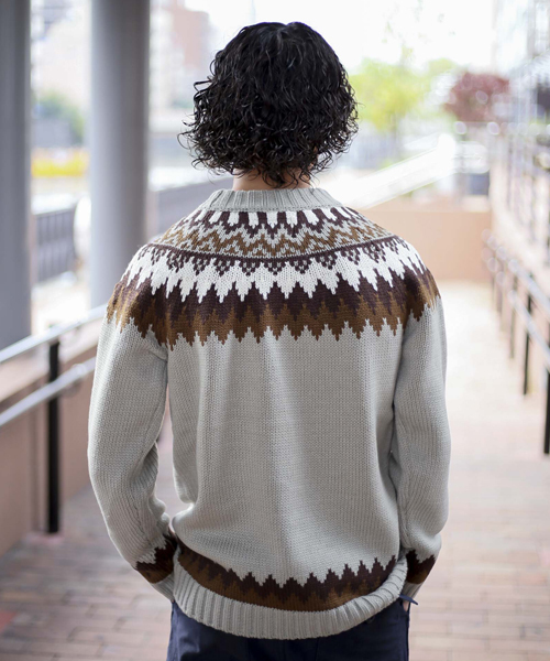 Denime（ドゥニーム）の「球心柄ニット（ニット/セーター・メンズ・グレー/ベージュ・MEDIUM/LARGE）」の4枚目の写真