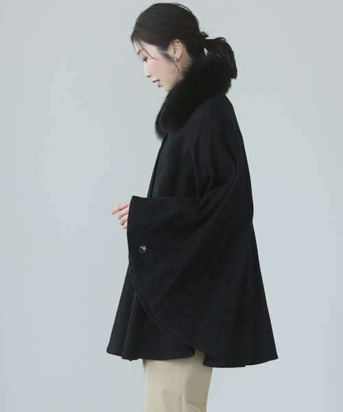 ◆新品 タグ付き Cash カシミヤ ポンチョ ブラック ケープ カシミヤ100%ケープ(ポンチョ)|sankyo shokai(サンキョウ