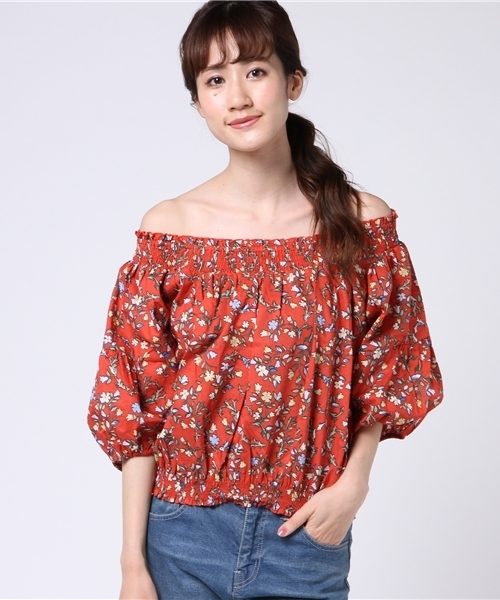 Honeys（ハニーズ）の「スモックブラウス（シャツ/ブラウス・レディース・オフホワイト/ブルー系その他/レッド系その他/ホワイト系その他・L/M）」の4枚目の写真