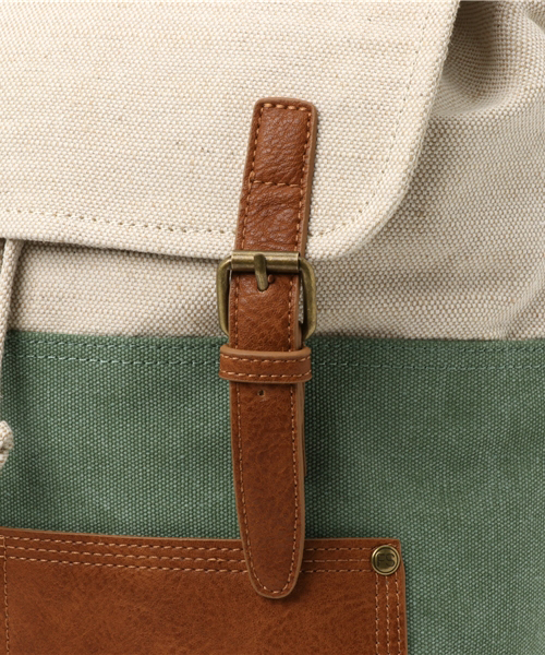 Focused Space（フォーカスドスペース）の「THE PIONEER RUCKSACK BACKPACK バックパック デイパック（バックパック/リュック・メンズ・グリーン/ブラウン・ONE SIZE）」の5枚目の写真