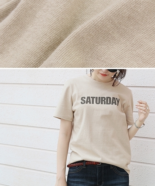 reca（レカ）の「weekly　ロゴTシャツ（Tシャツ/カットソー・レディース・ベージュ/オフホワイト/グレー/ブルー・FREE）」の7枚目の写真