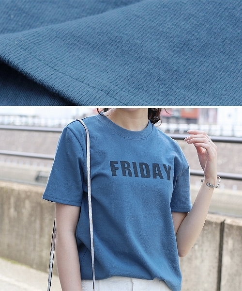 reca（レカ）の「weekly　ロゴTシャツ（Tシャツ/カットソー・レディース・ベージュ/オフホワイト/グレー/ブルー・FREE）」の11枚目の写真