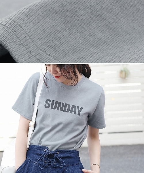 reca（レカ）の「weekly　ロゴTシャツ（Tシャツ/カットソー・レディース・ベージュ/オフホワイト/グレー/ブルー・FREE）」の12枚目の写真