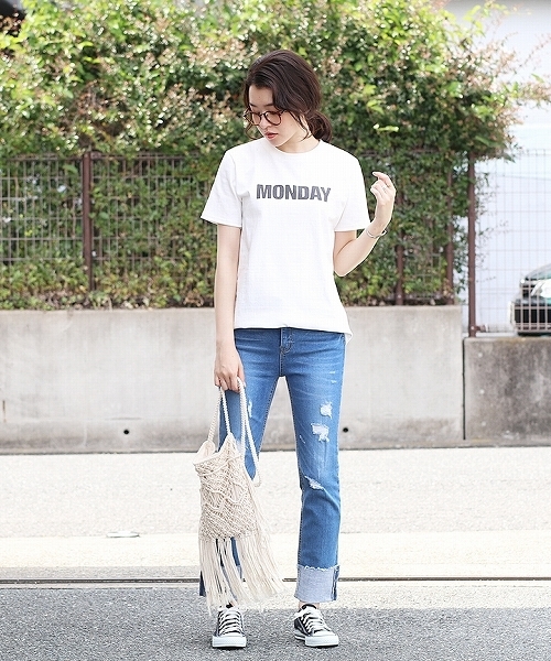 reca（レカ）の「weekly　ロゴTシャツ（Tシャツ/カットソー・レディース・ベージュ/オフホワイト/グレー/ブルー・FREE）」の17枚目の写真