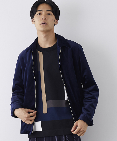 STUDIOUS(ステュディオス)の「グロスベロアトラックジャケット(ブルゾン・メンズ・ブラウン/グリーン/ネイビー・3/2/1)」の3枚目の写真