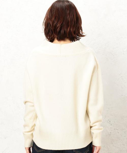 green label relaxing（グリーンレーベルリラクシング）の「KF Vネック キリカエ ニット ◆（ニット/セーター・レディース・ライトブルー/オフホワイト/モカ・FREE）」の14枚目の写真