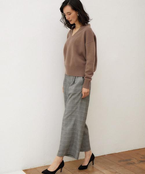 green label relaxing（グリーンレーベルリラクシング）の「KF Vネック キリカエ ニット ◆（ニット/セーター・レディース・ライトブルー/オフホワイト/モカ・FREE）」の18枚目の写真