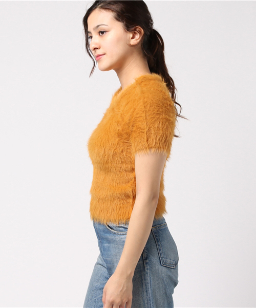 SLY(スライ)の「FRIZZY TOPS(ニット/セーター・レディース・キャメル/ライトブルー/ネイビー/ワインレッド・1/2)」の6枚目の写真