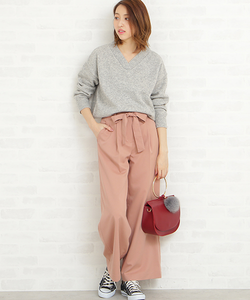 N.(N. Natural Beauty Basic)(エヌエヌナチュラルビューティーベーシック)の「◆ラムウールVネックニット(ニット/セーター・レディース・ホワイト/ネイビー/グレー/グリーン/ピンク・MEDIUM)」の9枚目の写真