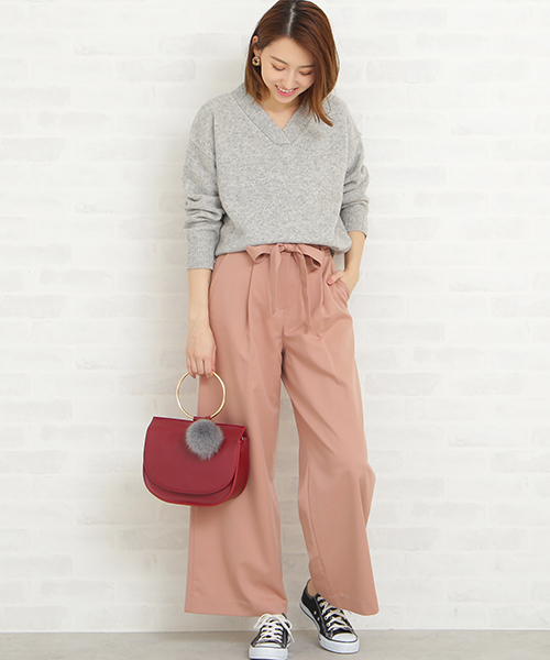 N.(N. Natural Beauty Basic)(エヌエヌナチュラルビューティーベーシック)の「◆ラムウールVネックニット(ニット/セーター・レディース・ホワイト/ネイビー/グレー/グリーン/ピンク・MEDIUM)」の10枚目の写真