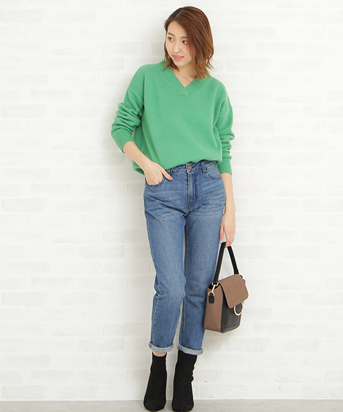 N.(N. Natural Beauty Basic)(エヌエヌナチュラルビューティーベーシック)の「◆ラムウールVネックニット(ニット/セーター・レディース・ホワイト/ネイビー/グレー/グリーン/ピンク・MEDIUM)」の14枚目の写真