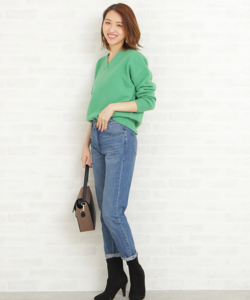 N.(N. Natural Beauty Basic)(エヌエヌナチュラルビューティーベーシック)の「◆ラムウールVネックニット(ニット/セーター・レディース・ホワイト/ネイビー/グレー/グリーン/ピンク・MEDIUM)」の15枚目の写真