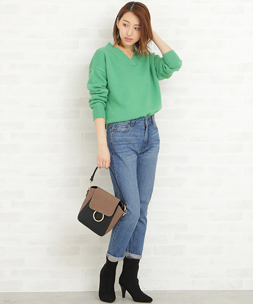 N.(N. Natural Beauty Basic)(エヌエヌナチュラルビューティーベーシック)の「◆ラムウールVネックニット(ニット/セーター・レディース・ホワイト/ネイビー/グレー/グリーン/ピンク・MEDIUM)」の16枚目の写真