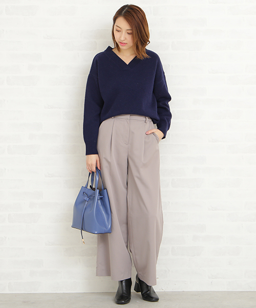 N.(N. Natural Beauty Basic)(エヌエヌナチュラルビューティーベーシック)の「◆ラムウールVネックニット(ニット/セーター・レディース・ホワイト/ネイビー/グレー/グリーン/ピンク・MEDIUM)」の17枚目の写真